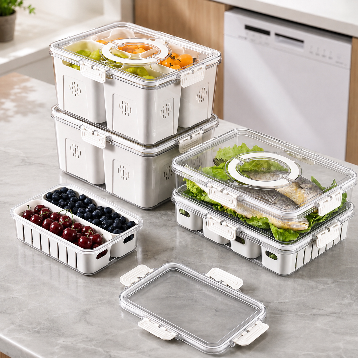 NIBBLEA Fresh Box – Unterteilte Box mit Deckel